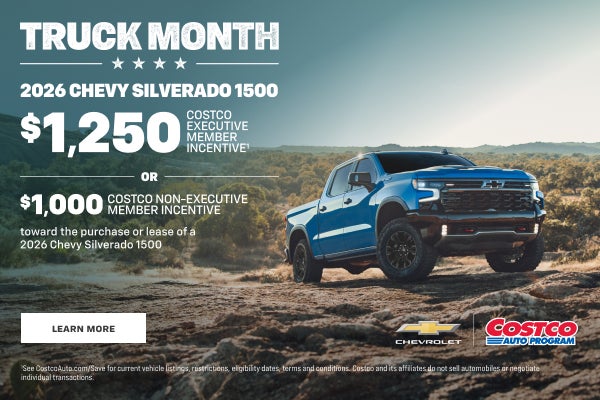 2026 Chevy Silverado 1500. $1,250 COSTCO EXECUTIVE MEMBER INCENTIVE OR $1,000 COSTCO NON-EXECUTIV...